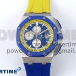 Royal Oak Offshore 44mm SS TKF 1:1 Best Edition Blue/Yellow Dial on Blue/Yellow Rubber Strap A3126