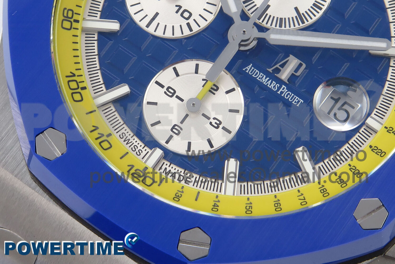 Royal Oak Offshore 44mm SS TKF 1:1 Best Edition Blue/Yellow Dial on Blue/Yellow Rubber Strap A3126 - Image 5