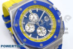 Royal Oak Offshore 44mm SS TKF 1:1 Best Edition Blue/Yellow Dial on Blue/Yellow Rubber Strap A3126 - Image 2