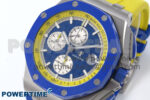 Royal Oak Offshore 44mm SS TKF 1:1 Best Edition Blue/Yellow Dial on Blue/Yellow Rubber Strap A3126 - Image 3