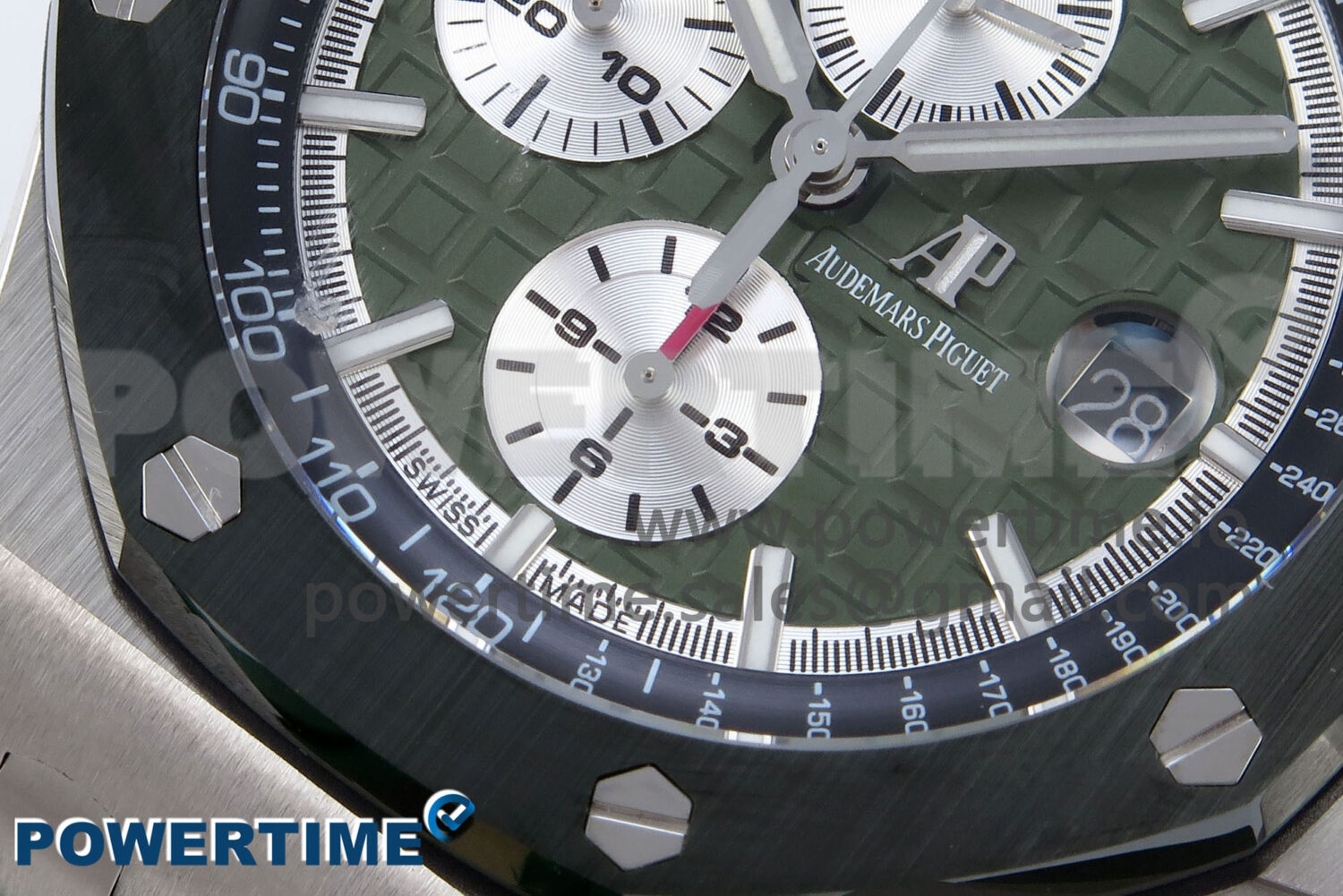 Royal Oak Offshore 44mm SS TKF 1:1 Best Edition Green Dial on Green Camou Rubber Strap A3126 - Image 5