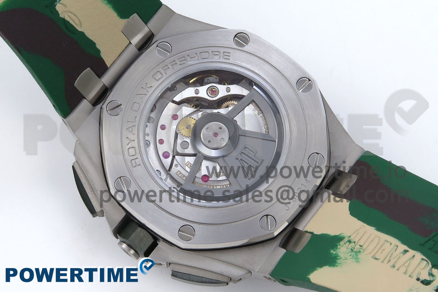 Royal Oak Offshore 44mm SS TKF 1:1 Best Edition Green Dial on Green Camou Rubber Strap A3126 - Image 8
