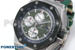 Royal Oak Offshore 44mm SS TKF 1:1 Best Edition Green Dial on Green Camou Rubber Strap A3126 - Image 3