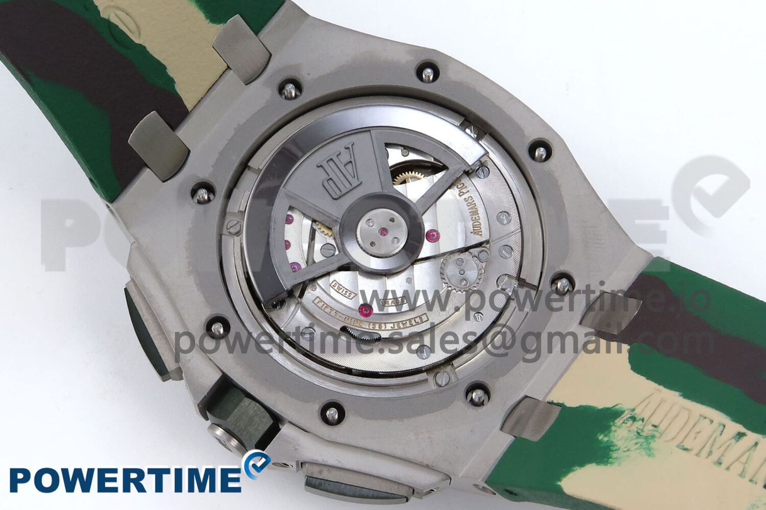 Royal Oak Offshore 44mm SS TKF 1:1 Best Edition Green Dial on Green Camou Rubber Strap A3126 - Image 11