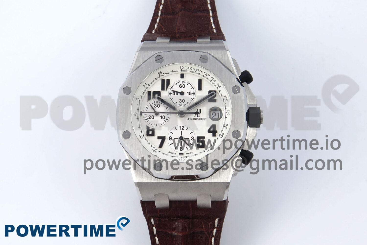 Royal Oak Offshore 42mm Safari TKF Best Edition White Dial on Brown Leather Strap A7750 - Image 1