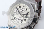 Royal Oak Offshore 42mm Safari TKF Best Edition White Dial on Brown Leather Strap A7750 - Image 3