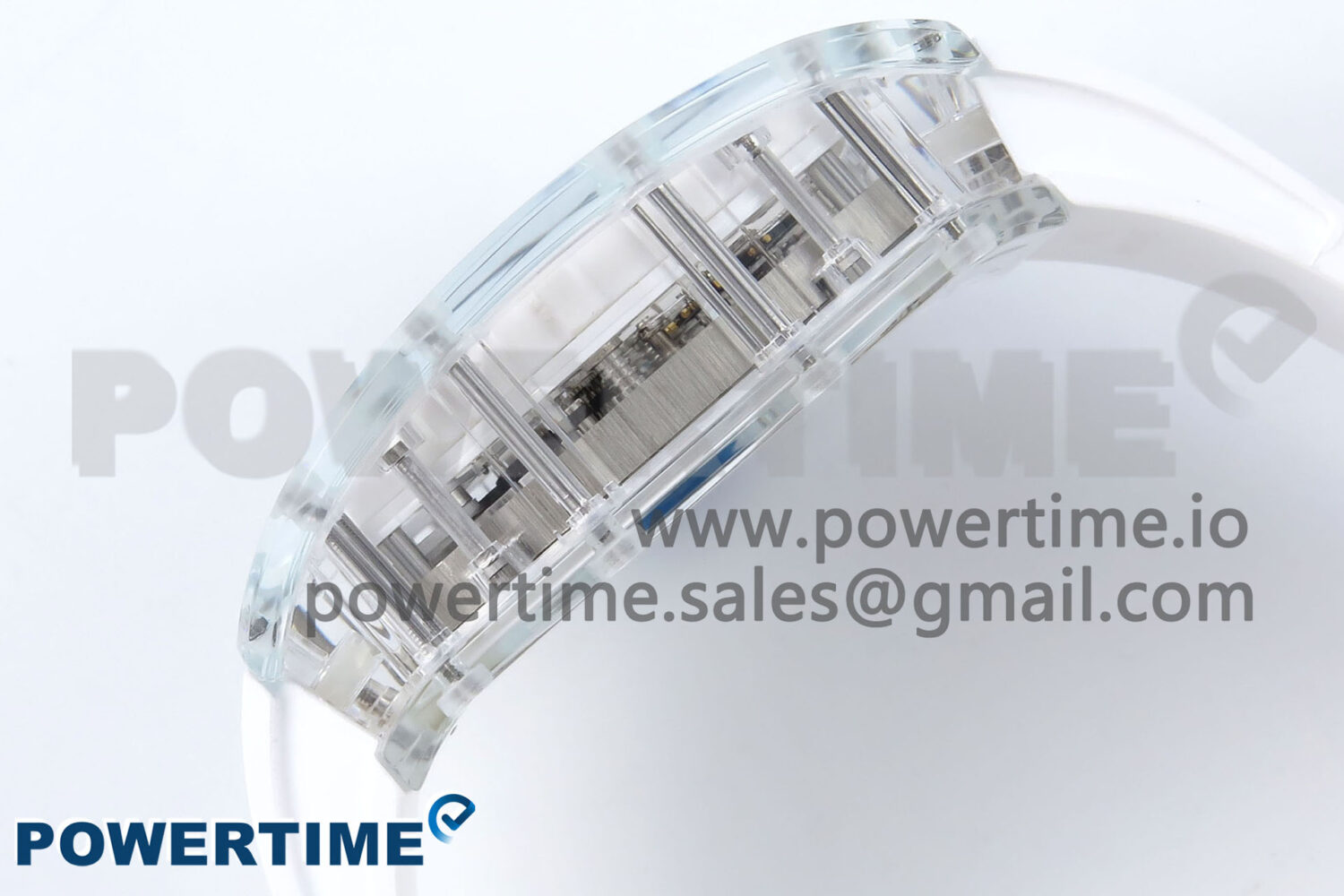 RM56-02 Transparent Tourbillon RMF Best Edition Skeleton Dial Blue Hands on White Rubber Strap - Image 6