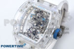 RM56-02 Transparent Tourbillon RMF Best Edition Skeleton Dial Blue Hands on White Rubber Strap - Image 3