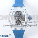 RM56-02 Transparent Tourbillon RMF Best Edition Skeleton Dial Blue Hands on Blue Rubber Strap