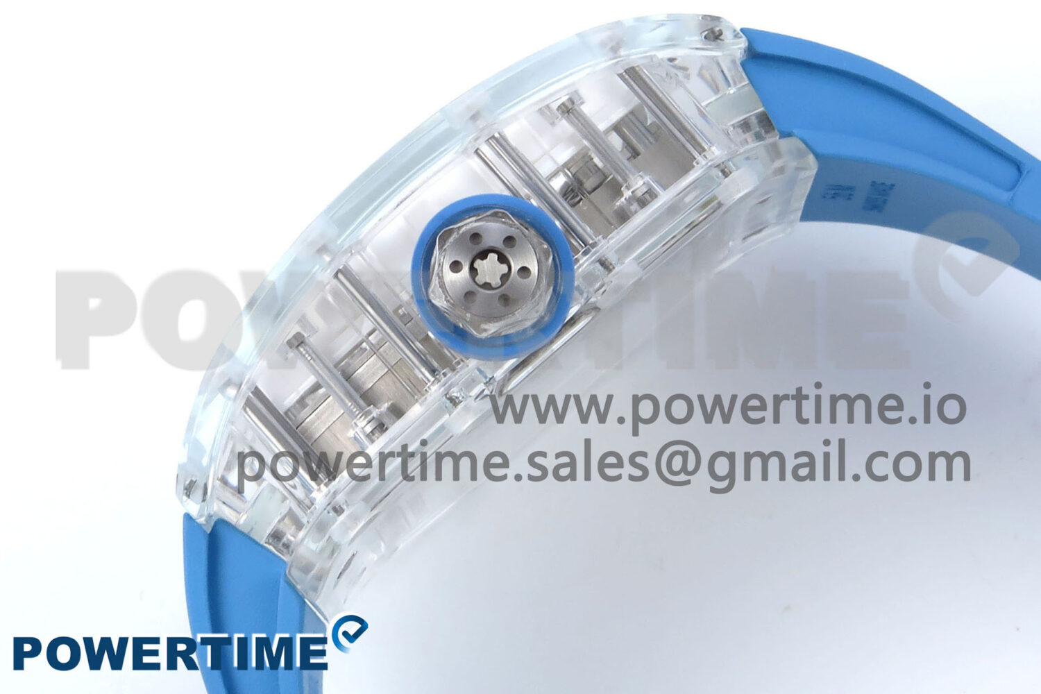 RM56-02 Transparent Tourbillon RMF Best Edition Skeleton Dial Blue Hands on Blue Rubber Strap - Image 7