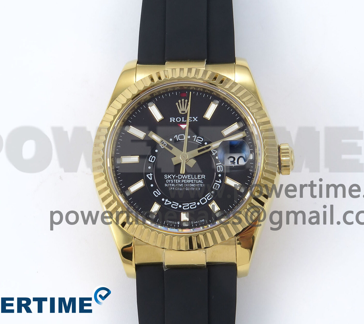 Sky-Dweller 336238 YG ZF 1:1 Best Edition Black Dial on Oysterflex Strap A23J (Gain Weight)
