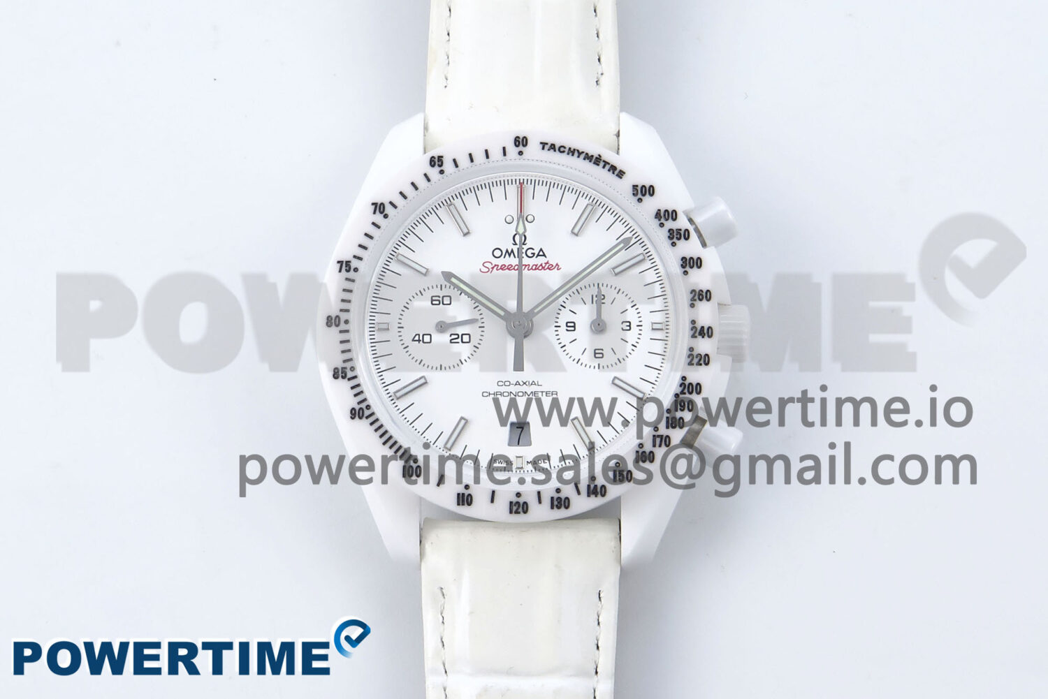 Speedmaster White Side Of The Moon N1F 1:1 Best Edition White Dial White Ceramic on White Leather Strap A9300 - Image 1