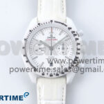 Speedmaster White Side Of The Moon N1F 1:1 Best Edition White Dial White Ceramic on White Leather Strap A9300
