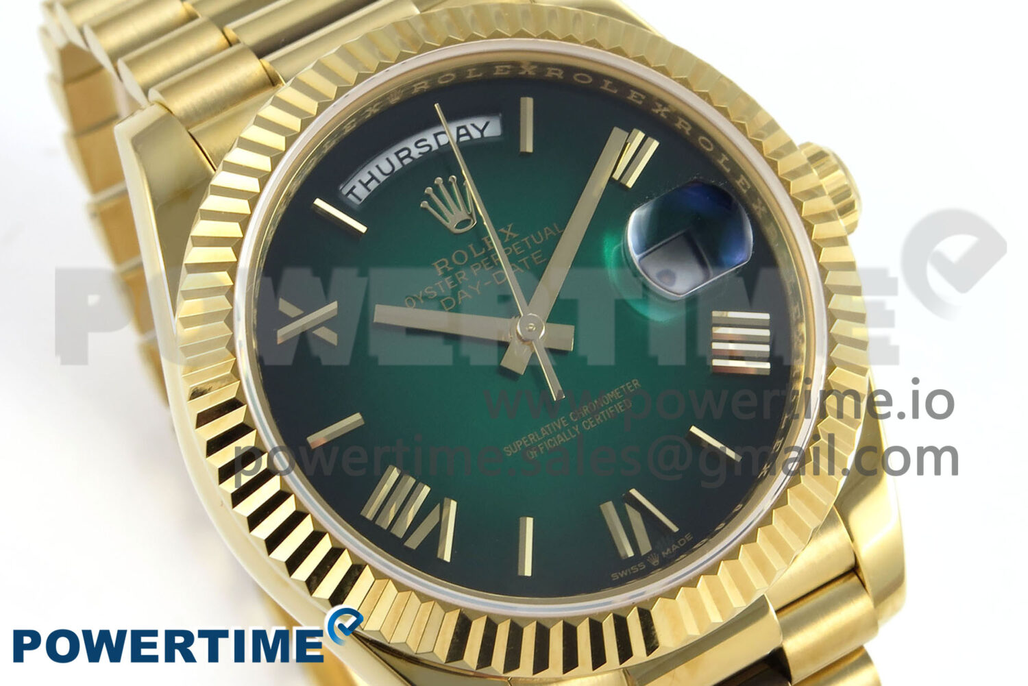 Day Date 40 YG 228238 KF 1:1 Best Edition Green Ombre Dial on President Bracelet VR3255 (Gain Weight) - Image 2