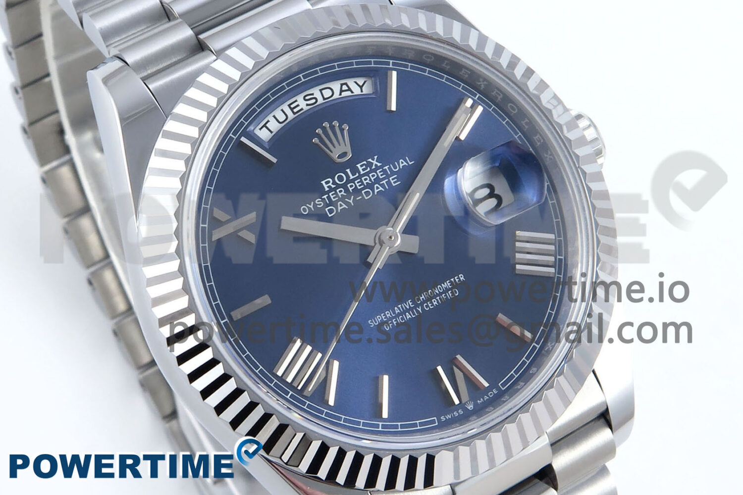 Day Date 40 SS 228239 Noob 1:1 Best Edition Blue Roman Dial on President Bracelet A2836 (Gain Weight) - Image 2