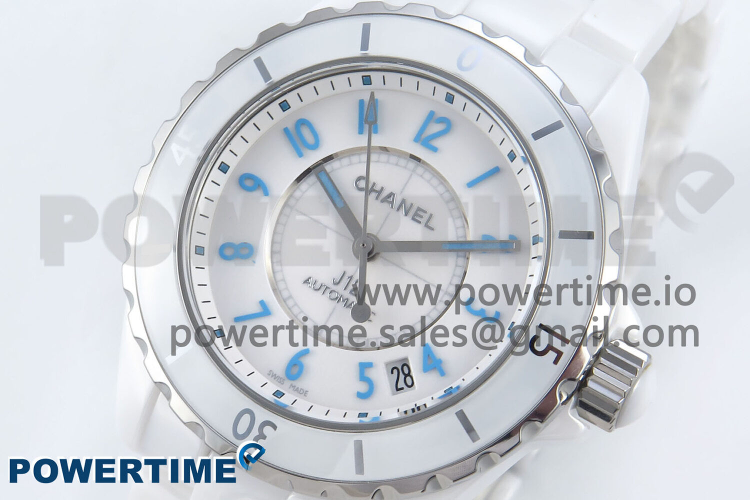 J13 38mm White Ceramic HTF 1:1 Best Edition White/Blue Dial on Bracelet A2892 - Image 3