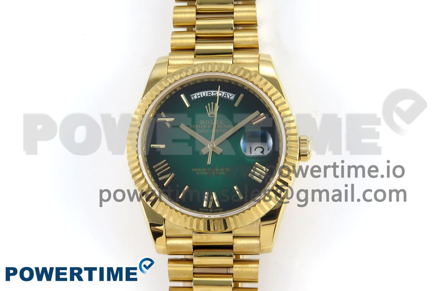 Day Date 40 YG 228238 KF 1:1 Best Edition Green Ombre Dial on President Bracelet VR3255 (Gain Weight) - Image 1