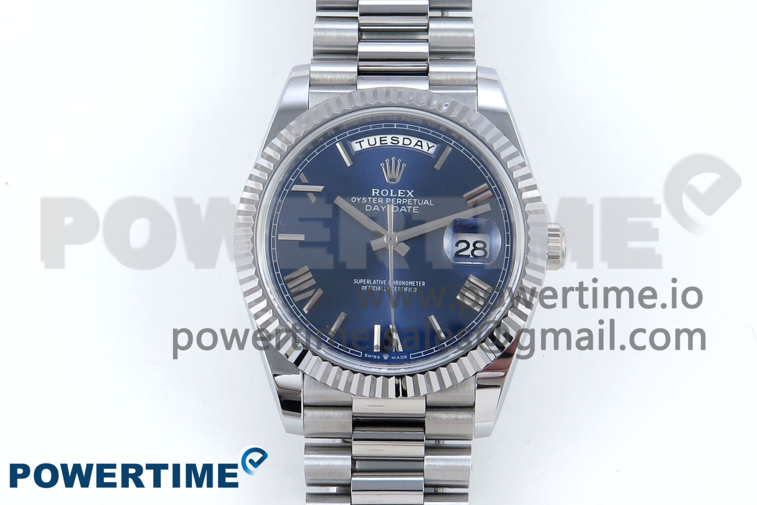 Day Date 40 SS 228239 Noob 1:1 Best Edition Blue Roman Dial on President Bracelet A2836 (Gain Weight) - Image 1
