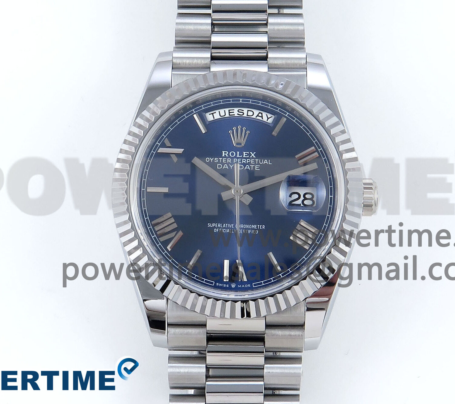 Day Date 40 SS 228239 Noob 1:1 Best Edition Blue Roman Dial on President Bracelet A2836 (Gain Weight)