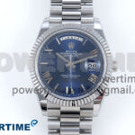 Day Date 40 SS 228239 Noob 1:1 Best Edition Blue Roman Dial on President Bracelet A2836 (Gain Weight)