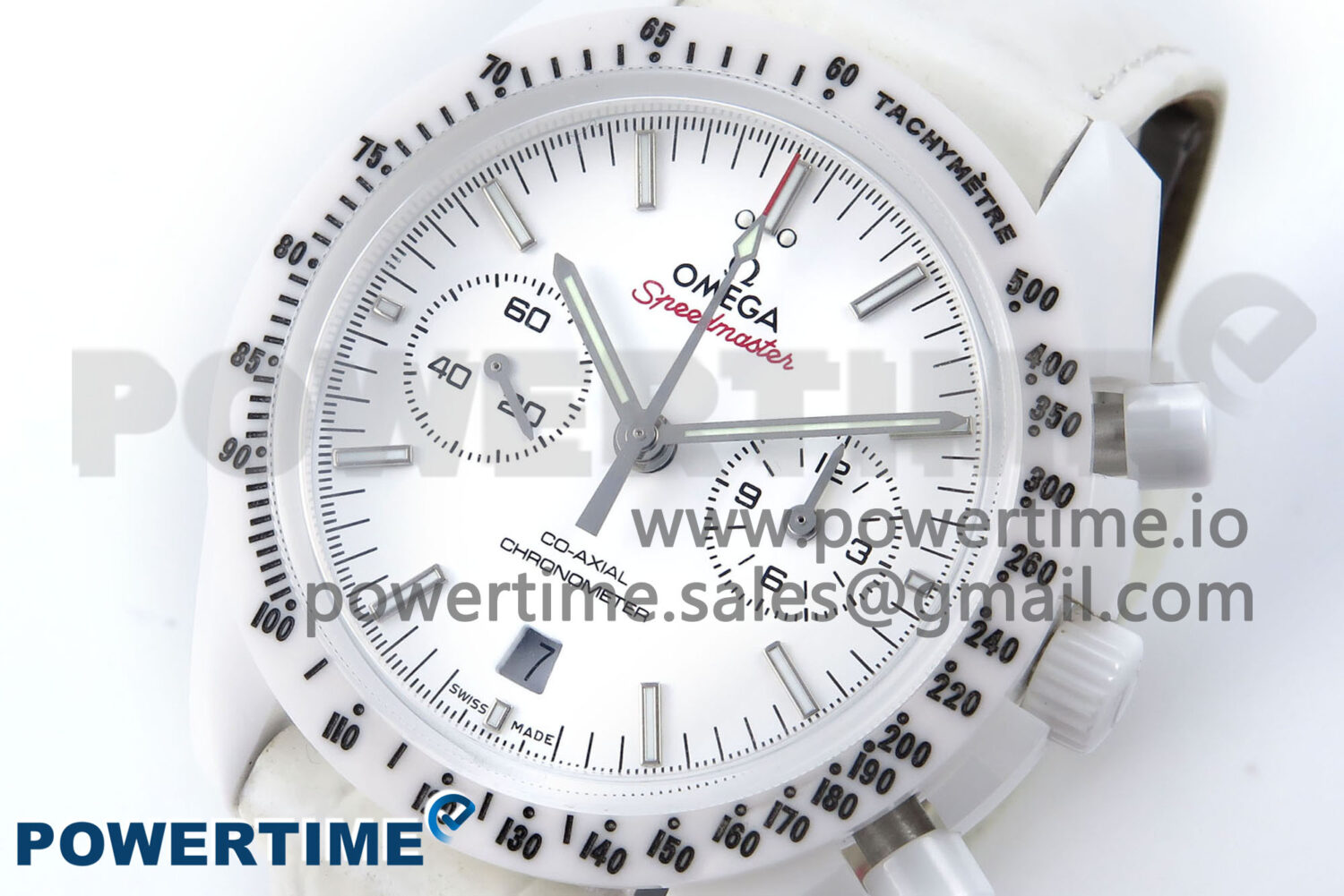 Speedmaster White Side Of The Moon N1F 1:1 Best Edition White Dial White Ceramic on White Leather Strap A9300 - Image 3
