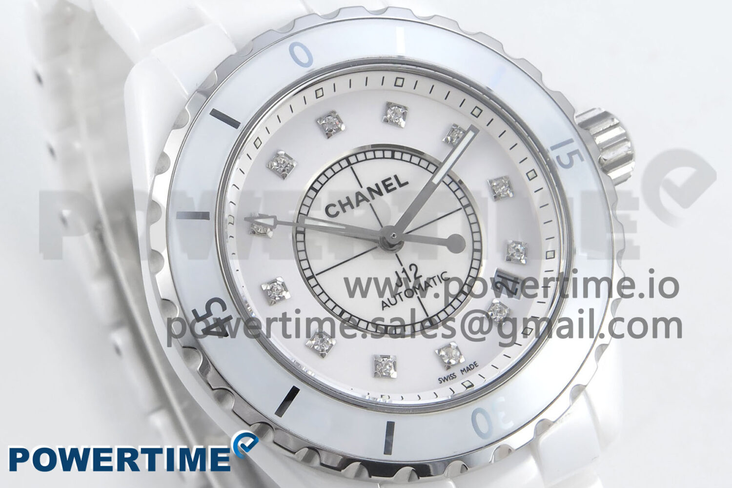 J13 38mm White Ceramic HTF 1:1 Best Edition White Diamonds Dial on Bracelet A2892 - Image 2