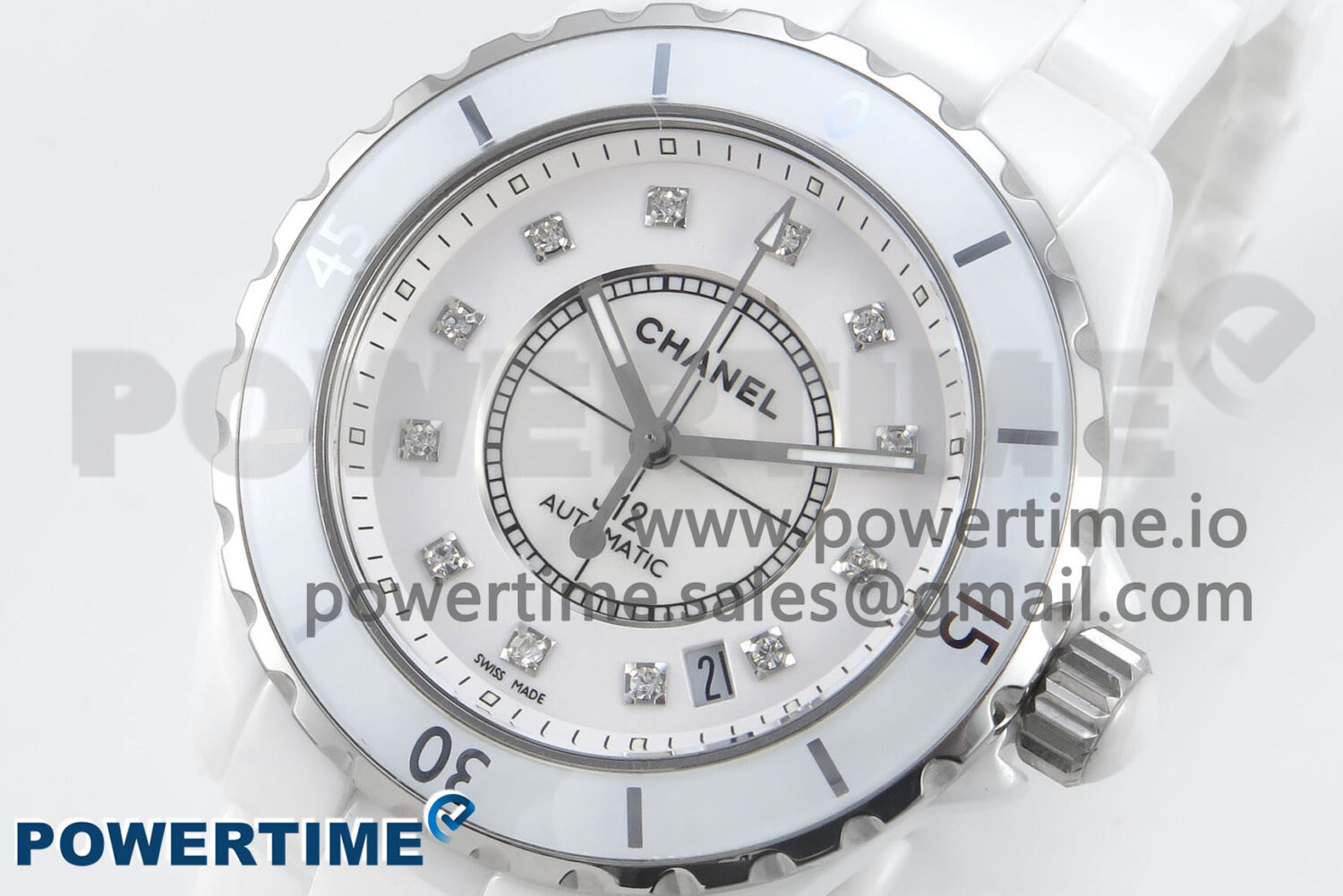 J13 38mm White Ceramic HTF 1:1 Best Edition White Diamonds Dial on Bracelet A2892 - Image 3