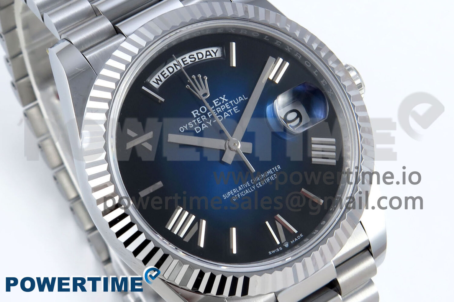 Day Date 40 SS 228239 Noob 1:1 Best Edition Blue Ombre Roman Dial on President Bracelet A2836 (Gain Weight) - Image 2
