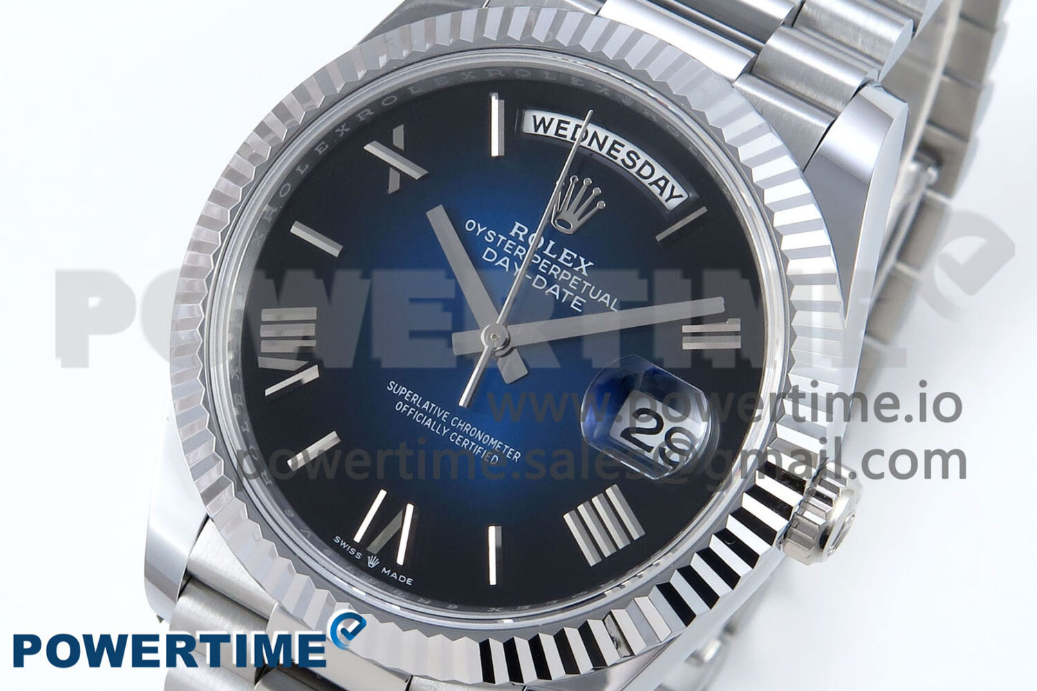 Day Date 40 SS 228239 Noob 1:1 Best Edition Blue Ombre Roman Dial on President Bracelet A2836 (Gain Weight) - Image 3