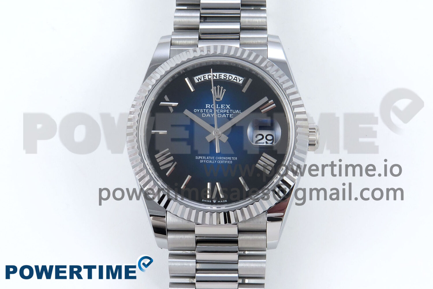 Day Date 40 SS 228239 Noob 1:1 Best Edition Blue Ombre Roman Dial on President Bracelet A2836 (Gain Weight) - Image 1