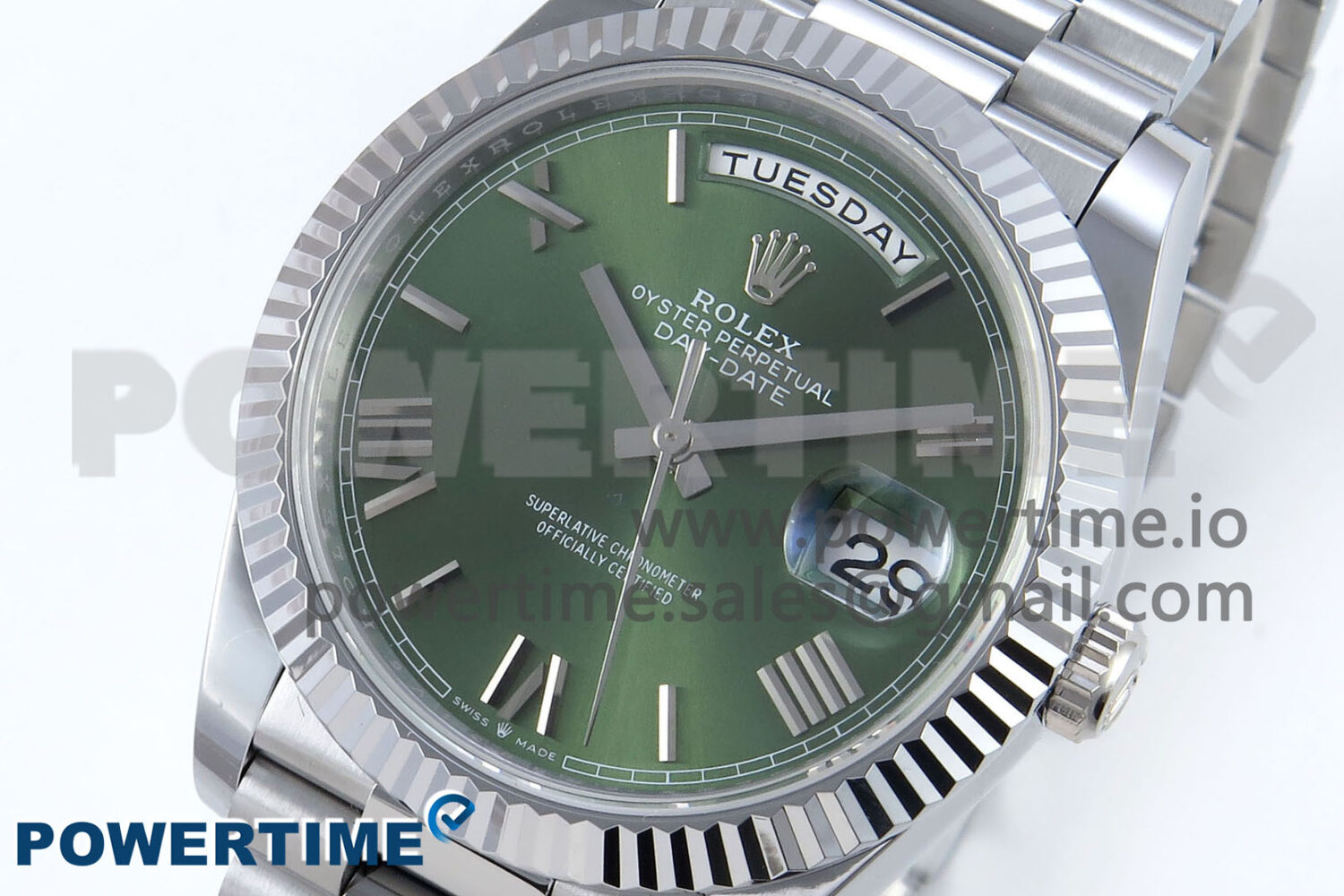 Day Date 40 SS 228239 Noob 1:1 Best Edition Green Roman Dial on President Bracelet A2836 (Gain Weight) - Image 3