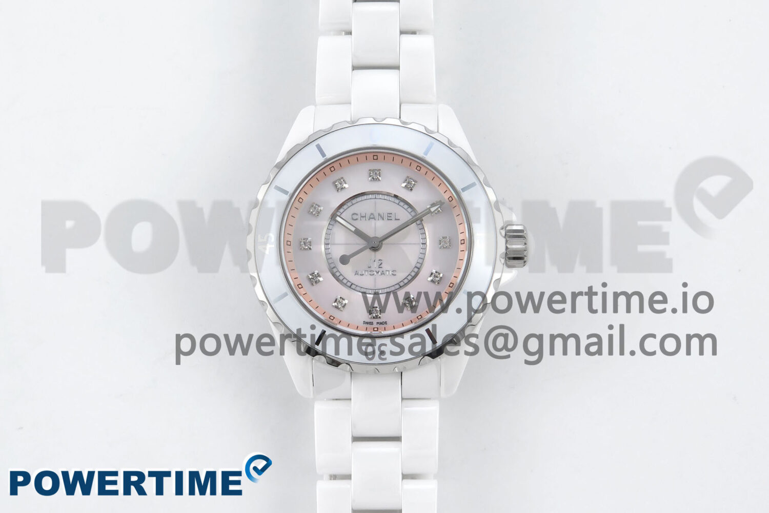 J13 38mm White Ceramic HTF 1:1 Best Edition Pink MOP Dial Diamonds Markers on Bracelet A2892 - Image 1