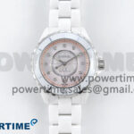J13 38mm White Ceramic HTF 1:1 Best Edition Pink MOP Dial Diamonds Markers on Bracelet A2892
