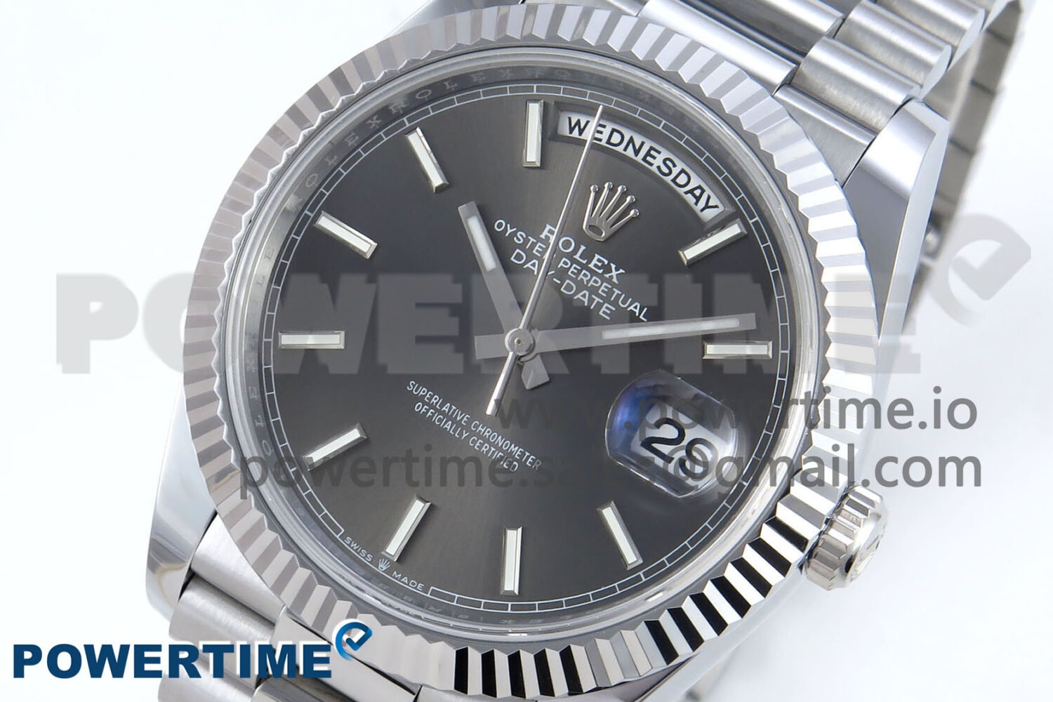 Day Date 40 SS 228239 Noob 1:1 Best Edition Gray Stick Dial on President Bracelet A2836 (Gain Weight) - Image 3