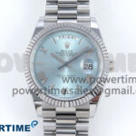 Day Date 40 SS 228239 Noob 1:1 Best Edition Ice Blue Roman Dial on President Bracelet A2836 (Gain Weight)