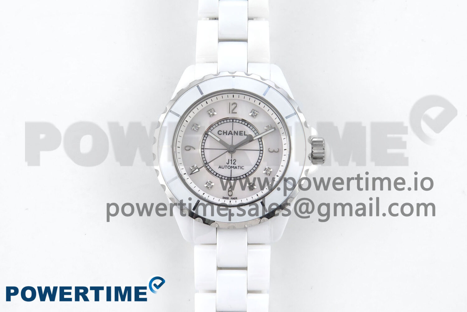 J13 38mm White Ceramic HTF 1:1 Best Edition White Dial Diamonds/Numbers Makers on Bracelet A2892 - Image 1