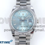 Day Date 40 SS 228239 Noob 1:1 Best Edition Ice Blue Stick Dial on President Bracelet A2836 (Gain Weight)