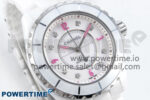 J13 38mm White Ceramic HTF 1:1 Best Edition Pink Dial Diamonds Makers on Bracelet A2892 - Image 2