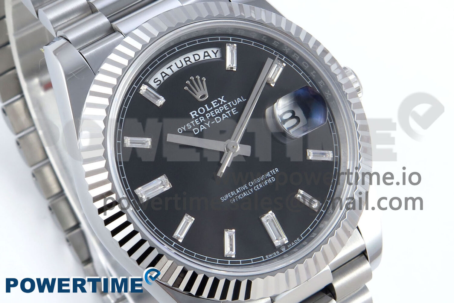 Day Date 40 SS 228239 Noob 1:1 Best Edition Black Crystal Dial on President Bracelet A2836 (Gain Weight) - Image 2