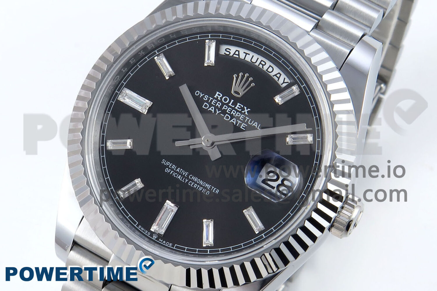 Day Date 40 SS 228239 Noob 1:1 Best Edition Black Crystal Dial on President Bracelet A2836 (Gain Weight) - Image 3
