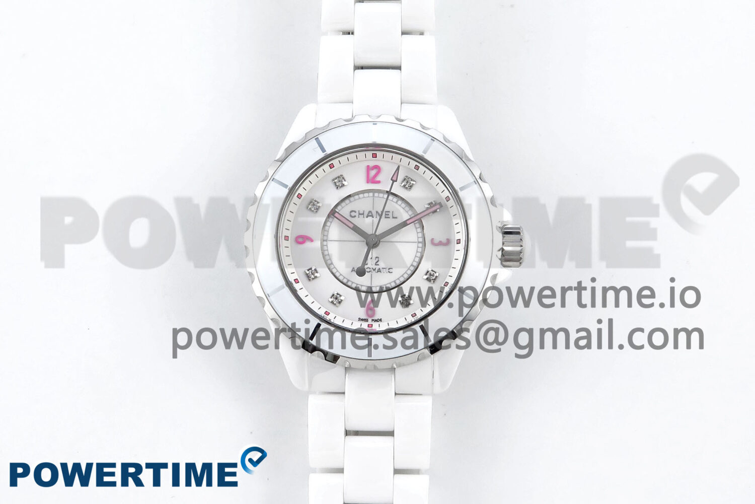 J13 38mm White Ceramic HTF 1:1 Best Edition Pink Dial Diamonds Makers on Bracelet A2892 - Image 1
