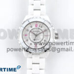 J13 38mm White Ceramic HTF 1:1 Best Edition Pink Dial Diamonds Makers on Bracelet A2892