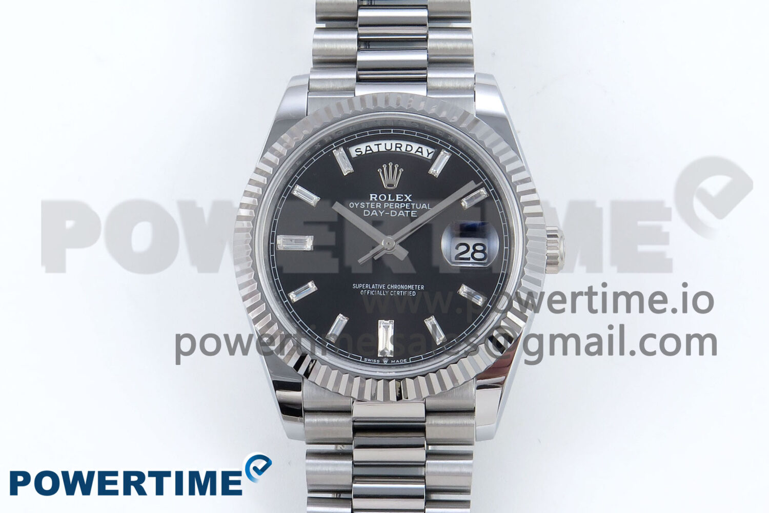 Day Date 40 SS 228239 Noob 1:1 Best Edition Black Crystal Dial on President Bracelet A2836 (Gain Weight) - Image 1