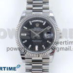 Day Date 40 SS 228239 Noob 1:1 Best Edition Black Crystal Dial on President Bracelet A2836 (Gain Weight)