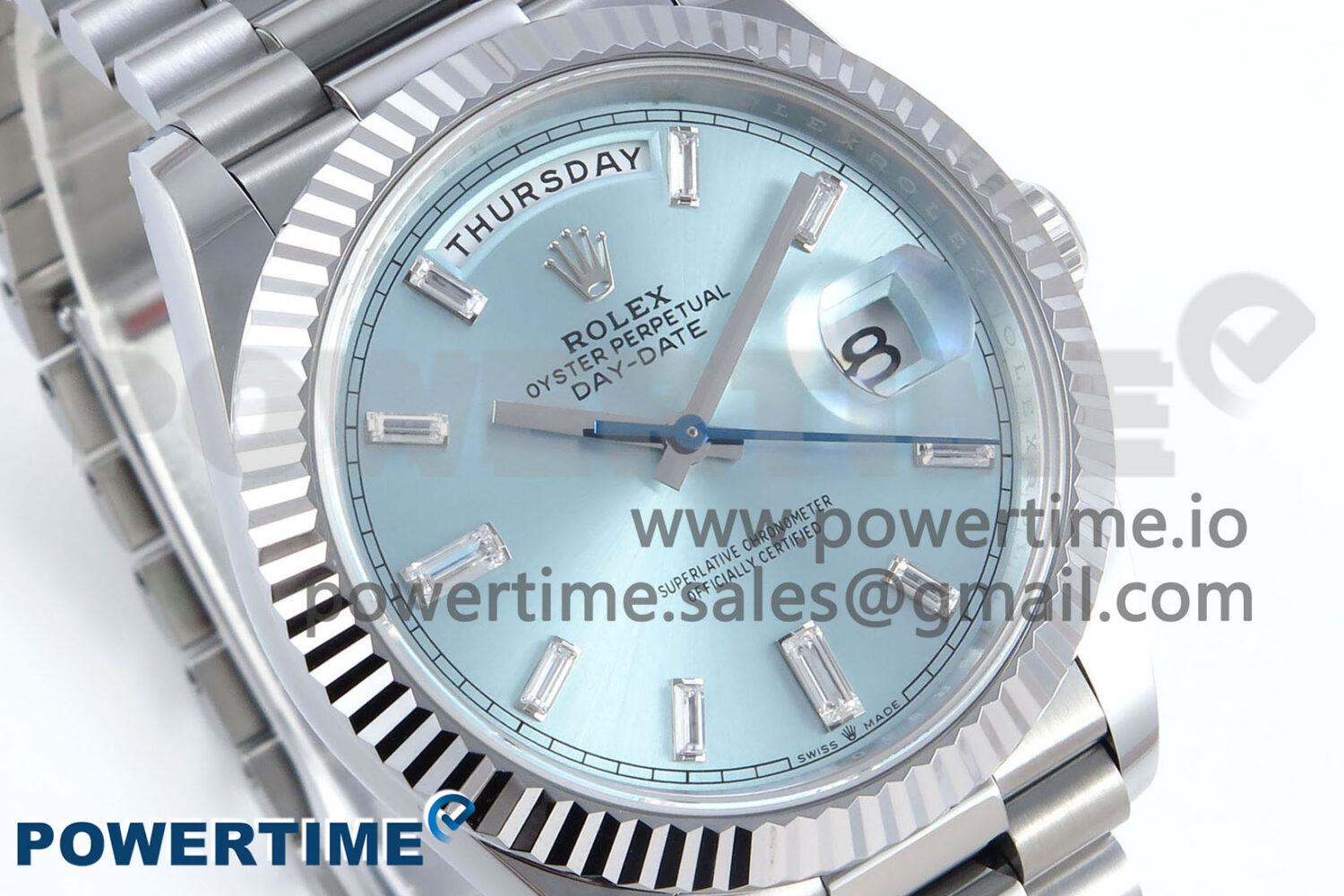 Day Date 40 SS 228239 Noob 1:1 Best Edition Ice Blue Crystal Dial on President Bracelet A2836 (Gain Weight) - Image 2