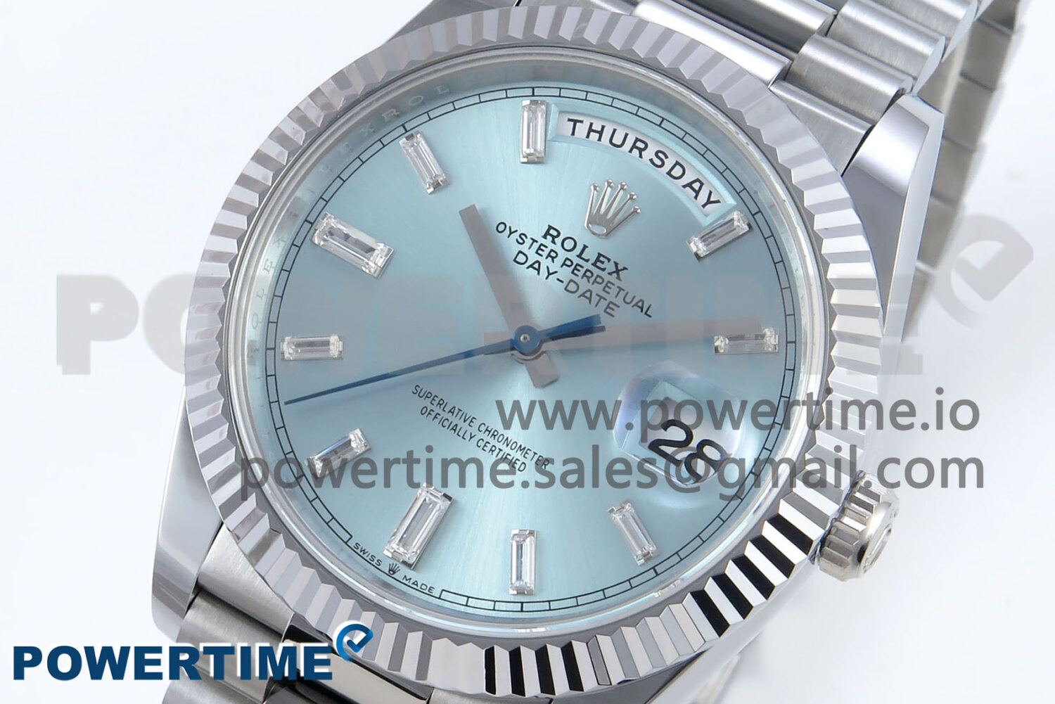 Day Date 40 SS 228239 Noob 1:1 Best Edition Ice Blue Crystal Dial on President Bracelet A2836 (Gain Weight) - Image 3