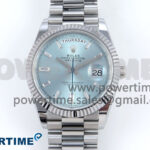 Day Date 40 SS 228239 Noob 1:1 Best Edition Ice Blue Crystal Dial on President Bracelet A2836 (Gain Weight)