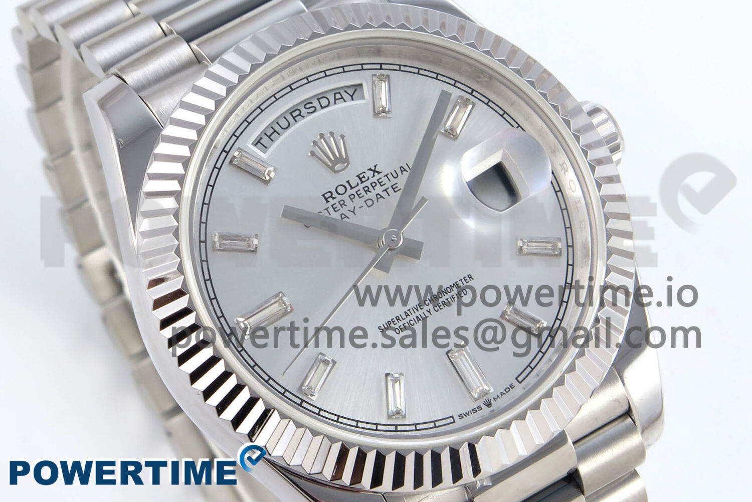Day Date 40 SS 228239 KF 1:1 Best Edition Silver Crystal Dial on President Bracelet VR3255 (Gain Weight) - Image 2