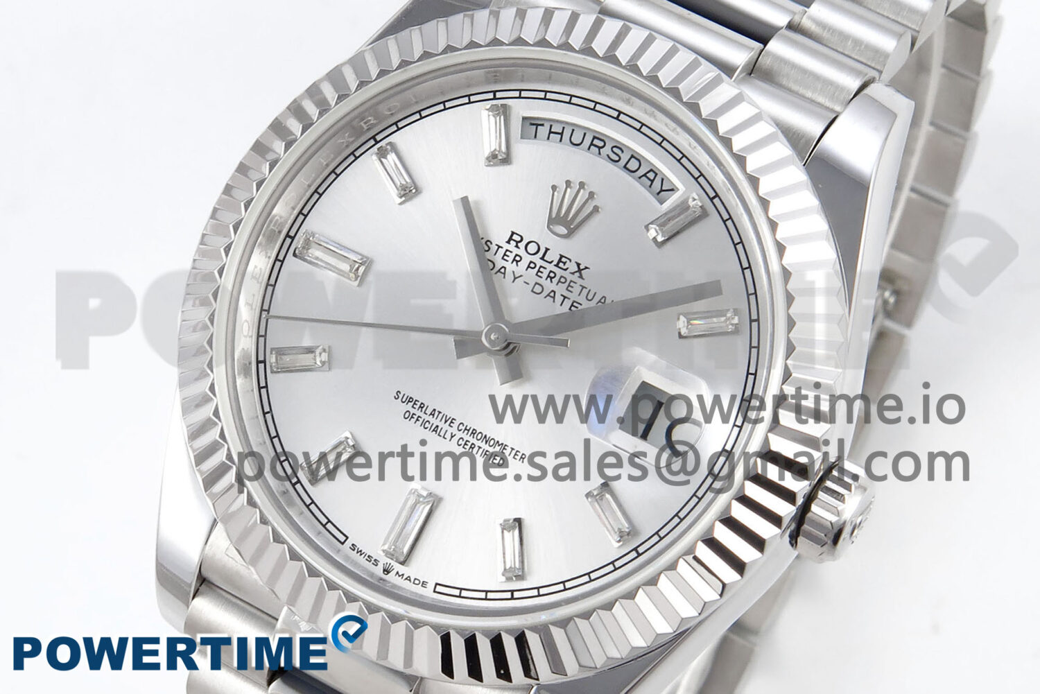 Day Date 40 SS 228239 KF 1:1 Best Edition Silver Crystal Dial on President Bracelet VR3255 (Gain Weight) - Image 3