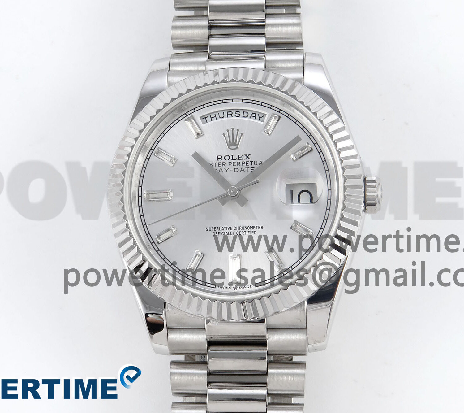 Day Date 40 SS 228239 KF 1:1 Best Edition Silver Crystal Dial on President Bracelet VR3255 (Gain Weight)